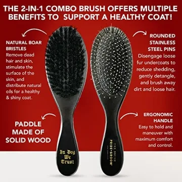 Pride and Groom Dual-Sided Pet Grooming Brush for Healthy Coats