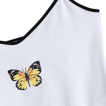ZAFUL Women's Butterfly Graphic Tank Top Sleeveless Stretch Casual Basic Camisole White-A S
