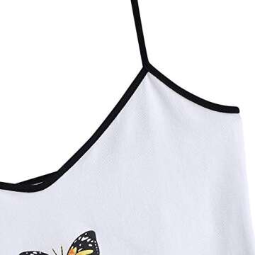 ZAFUL Women's Butterfly Graphic Tank Top Sleeveless Stretch Casual Basic Camisole White-A S