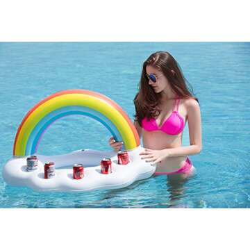 Jasonwell Inflatable Pool Party Cooler - Rainbow Cloud Drink Holder Luau Hawaiian Tropical Beach The...