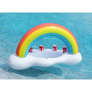 Jasonwell Inflatable Pool Party Cooler - Rainbow Cloud Drink Holder Luau Hawaiian Tropical Beach Themed Birthday Easter Party Decorations Favors Supplies Decor Blow Up Drink Cooler Outdoor Kids Adults