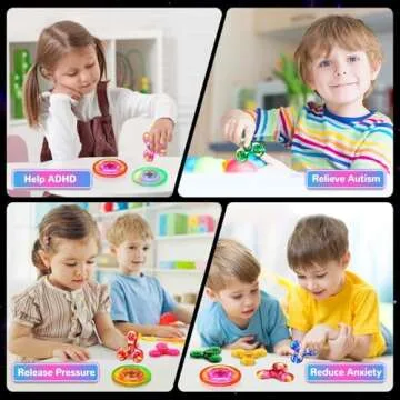 Gigilli Fidget Spinners for Kids 2 Pack, Light up Sensory Fidget Toys Adults Kids 4-8-12, Easter Basket Stuffers Egg Fillers Glow in The Dark ADHD Autism Toys 5-7 Boys Girls Classroom Prizes Fidgets