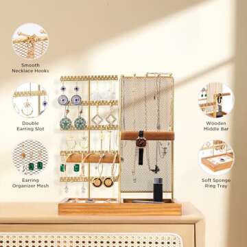 BYT Jewelry Organizer Stand – Elegant Earring & Necklace Holder