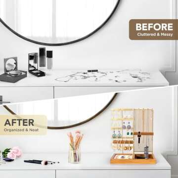 BYT Jewelry Organizer Stand – Elegant Earring & Necklace Holder