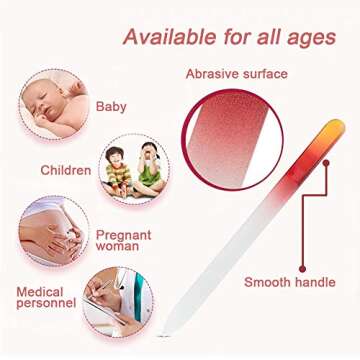 20 Pcs Glass Nail File Bulk with Plastic Sleeve, Crystal Fingernail Files Set, Double Sided Finger N...