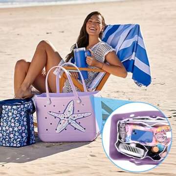 AIERSA Clear Beach Bag Organizer for Bogg Bag XL - White