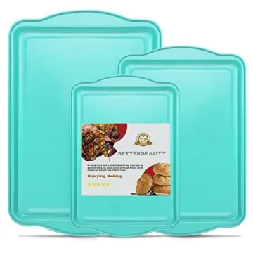 BETTERBEAUTY Nonstick Cookie Sheet Set - 3 Baking Trays for Easy Clean