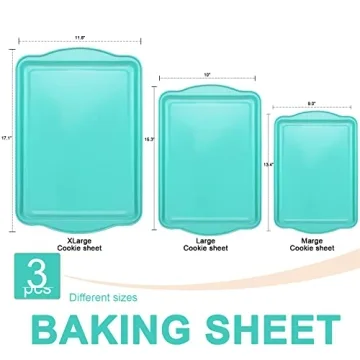 Nonstick Cookie Sheet Set - 3 Easy Clean Baking Trays