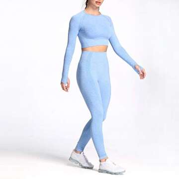 Aoxjox Women's Yoga Seamless 2 Piece Workout Outfit