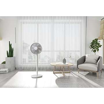 Xiaomi Mi Smart Standing Fan 2 Lite, Smart Fan, Portable Design, 7 Rotor Blades For Powerful Airflow, Voice Control, Mi App Control, White