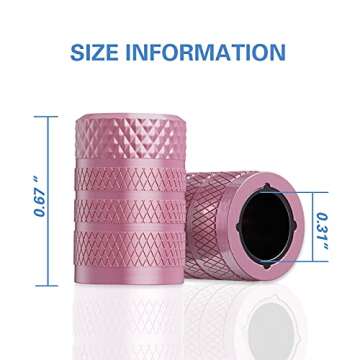CKAuto Tire Valve Stem Caps, Pink, 4 pcs/Pack, Anodized Aluminum Tire Valve Cap Set, Corrosion Resistant, Universal Stem Covers for Cars Trucks Motorcycles SUVs and Bikes