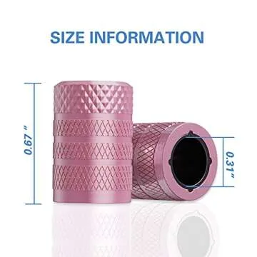 CKAuto Tire Valve Stem Caps, Pink, 4 pcs/Pack, Anodized Aluminum Tire Valve Cap Set, Corrosion Resistant, Universal Stem Covers for Cars Trucks Motorcycles SUVs and Bikes