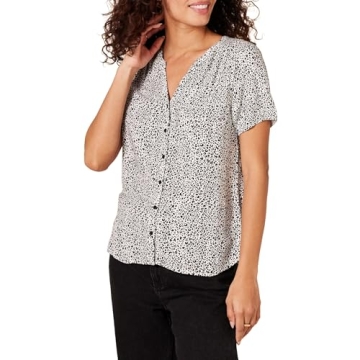 Amazon Essentials Women's Relaxed-Fit Leopard Blouse - Soft, Breathable & Versatile