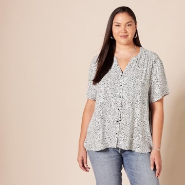Amazon Essentials Women's Relaxed-Fit Leopard Blouse - Soft & Versatile