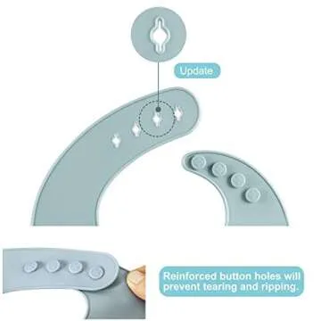 PandaEar Set of 2 Cute Silicone Bibs for Babies & Toddlers (10-72 Months) Waterproof, Soft, Unisex - Blue/Green