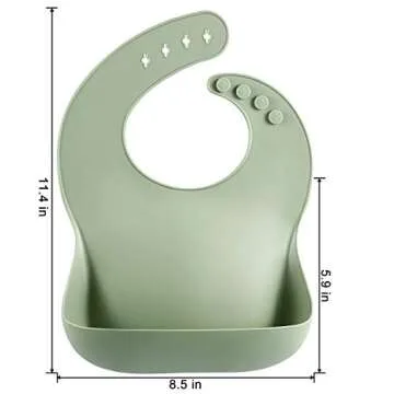 PandaEar Set of 2 Cute Silicone Bibs for Babies & Toddlers (10-72 Months) Waterproof, Soft, Unisex - Blue/Green