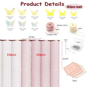 163 Pcs DIY Flower Bouquet Accessories Include 20 Sheets Waterproof Floral Wrapping Paper 2 Ribbons ...