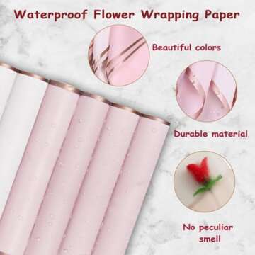 163 Pcs DIY Flower Bouquet Accessories Include 20 Sheets Waterproof Floral Wrapping Paper 2 Ribbons 36 3d Butterflies 10 Cards and 100 Bouquet Pin for Mother's Day Wedding Birthday Party Graduation
