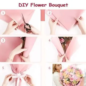 163 Pcs DIY Flower Bouquet Accessories Include 20 Sheets Waterproof Floral Wrapping Paper 2 Ribbons 36 3d Butterflies 10 Cards and 100 Bouquet Pin for Mother's Day Wedding Birthday Party Graduation