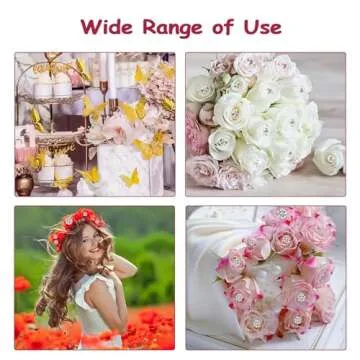 163 Pcs DIY Flower Bouquet Accessories Include 20 Sheets Waterproof Floral Wrapping Paper 2 Ribbons 36 3d Butterflies 10 Cards and 100 Bouquet Pin for Mother's Day Wedding Birthday Party Graduation