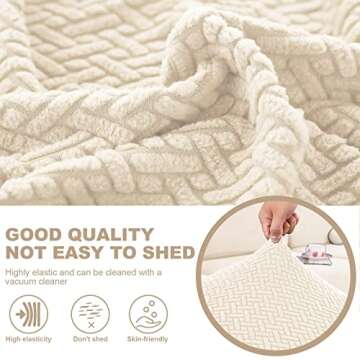 2024 New Wear-Resistant Universal Sofa Cover, Stretch Couch Cushion Slipcovers Replacement, Anti-Slip L Shape Chaise Lounge Sofa Slipcover (Weave White)