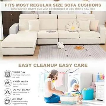 2024 New Wear-Resistant Universal Sofa Cover, Stretch Couch Cushion Slipcovers Replacement, Anti-Slip L Shape Chaise Lounge Sofa Slipcover (Weave White)