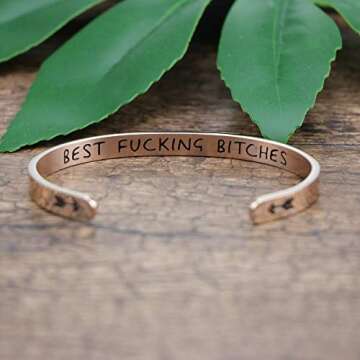JoycuFF Brithday Gifts for Her 18K Rose Gold Plated Jewelry Mantra Cuff Bangle Bracelet Funny Gift f...