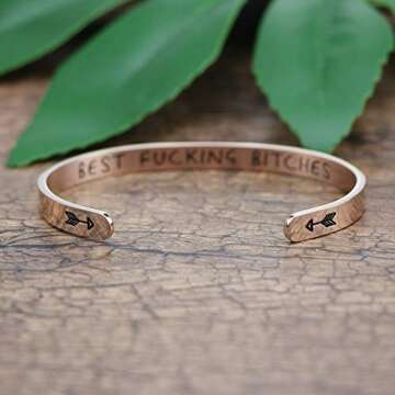 JoycuFF Brithday Gifts for Her 18K Rose Gold Plated Jewelry Mantra Cuff Bangle Bracelet Funny Gift for BFF Best Friend Friendship Sister