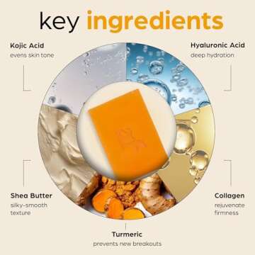 Artnaturals Kojic Acid Soap + African Net Sponge (2 pack X 142g Turmeric bars) Dark spot remover & Scars - Original Japanese Complex Vitamin C, Hyaluronic Acid, retinol, shea butter (Citrus)