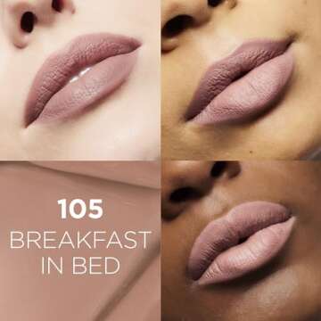 L’Oréal Paris Infallible Matte Resistance Liquid Lipstick, up to 16 Hour Wear, Breakfast in Bed 105, 0.16 Fl Oz