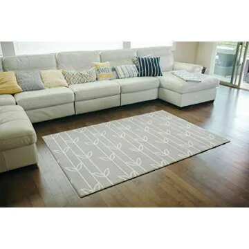 Baby Care Play Mat (Medium, Sea Petals - Grey) 73’’ x 49’’ Original One-Piece Reversible Rol...