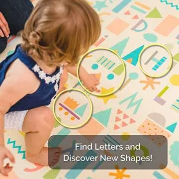 Baby Care Play Mat (Medium, Sea Petals - Grey) 73’’ x 49’’ Original One-Piece Reversible Rollable Waterproof Play Mat for Infants, Babies, Toddler, and Kids