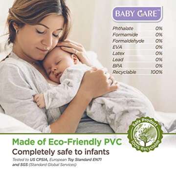 Baby Care Play Mat (Medium, Sea Petals - Grey) 73’’ x 49’’ Original One-Piece Reversible Rollable Waterproof Play Mat for Infants, Babies, Toddler, and Kids