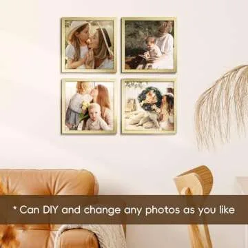ArtbyHannah 10x10 Picture Frame Set of 4, Gold Picture Frames for Wall Mount, Photo Frame for Poster...