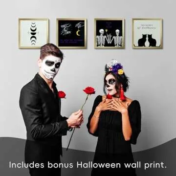 ArtbyHannah 10x10 Gold Picture Frame Set with Halloween Prints