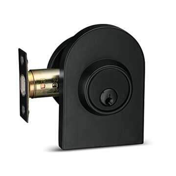 Berlin Modisch HandleSet Front Door Entry Handle and Deadbolt Lock Set Sleek Round Lever and Single Cylinder Deadbolt Heavy Duty - Iron Black Finish