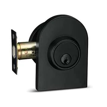 Berlin Modisch HandleSet Front Door Entry Handle and Deadbolt Lock Set Sleek Round Lever and Single Cylinder Deadbolt Heavy Duty - Iron Black Finish
