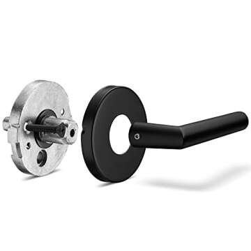 Berlin Modisch HandleSet Front Door Entry Handle and Deadbolt Lock Set Sleek Round Lever and Single Cylinder Deadbolt Heavy Duty - Iron Black Finish