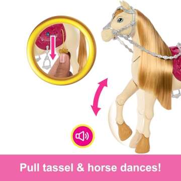 Barbie Horse with Sounds, Music & Accessories, Inspired The Great Horse Chase, Toy Moves, Dances & Blinks Eyes