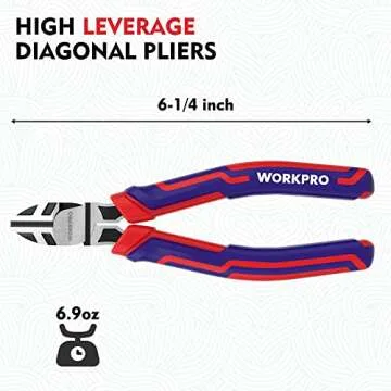 WORKPRO 6” Wire Cutters - Heavy Duty CRV Steel Diagonal Pliers with Comfort Grip Handle
