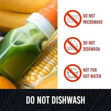 Norcalway 10pcs 2oz Shot Bottles with Caps - Ginger Shot Bottles - Freezer Safe, Leak Proof, BPA Free, Food Grade Small Plastic Bottles with Caps for Liquids