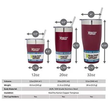 Healthy Human Stainless Steel Tumbler with Straw & Lid | Splash Proof Insulated Travel Cup | Eco-Friendly Coffee Tumblers | Water Cups with Straws Cleaner and Splash Proof Lids (32oz, Merlot)