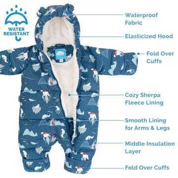 JAN & JUL Insulated Waterproof Winter Suit for Newborn Boys (Arctic, S)