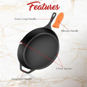 NutriChef Cast Iron Nonstick Skillets for All Stovetops