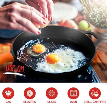 NutriChef Cast Iron Nonstick Skillets for All Stovetops