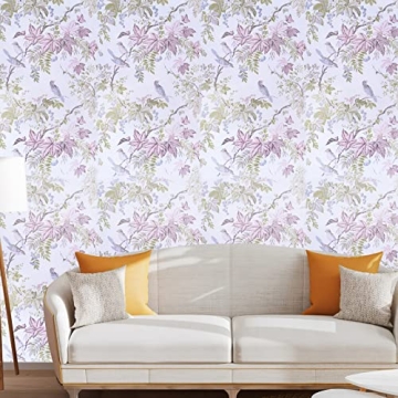 Arthome Birds Floral Peel and Stick Wallpaper for Home