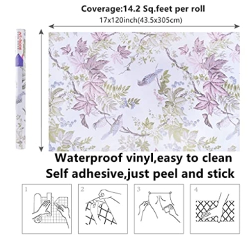 Arthome Birds Floral Peel and Stick Wallpaper for Home