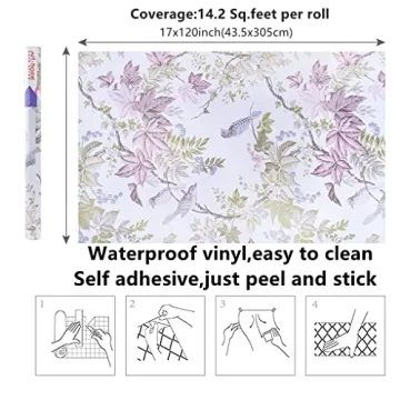 Arthome Birds Floral Peel and Stick Wallpaper for Home