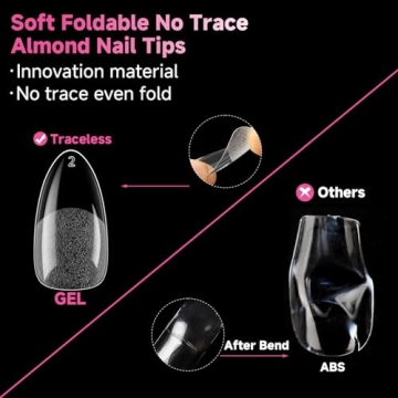 UNA GELLA 504Pcs Almond Nail Tips for Salon Quality