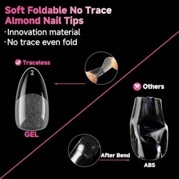 UNA GELLA 504Pcs Almond Nail Tips for Salon Quality